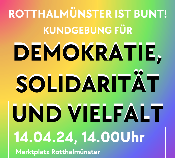 14.04.2024: Kundgebung "Demokratie, Vielfalt und Solidarität" in Rotthalmünster 14.04.2024: Kundgebung "Demokratie, Vielfalt und Solidarität" in Rotthalmünster