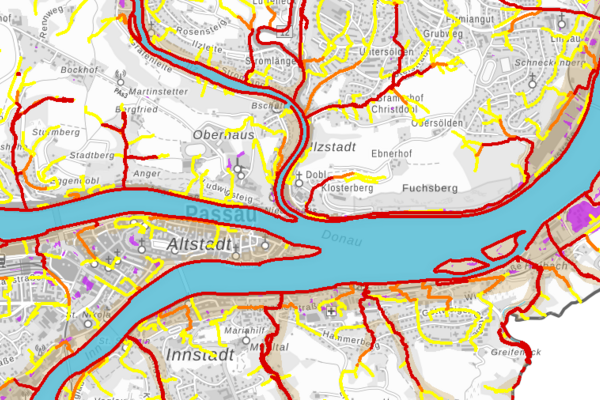 Starkregen- und Hochwasserkarte Bayern