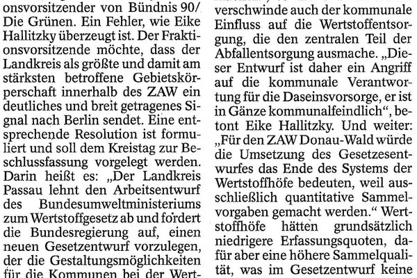 Download: Resolution Grüne Passauer Land zu Wertstoffgesetz
